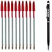 Price comparison product image 10X BIC CRISTAL Medium Ball Pens BIC Crystal Biros Red Ballpoint Pen + 1X iSOUL Stylus Touch Ball Pen Combo Pack