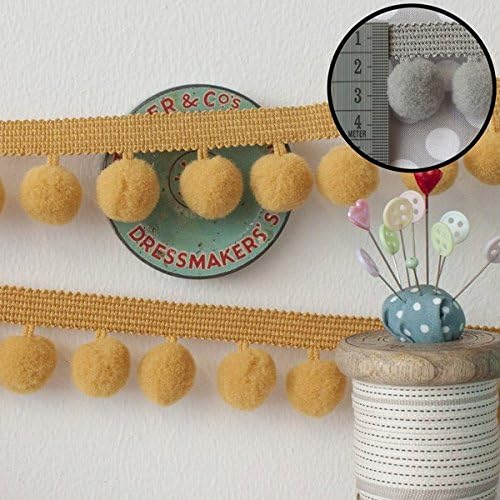 Jumbo Pom Pom Trim Mustard (Per Metre)