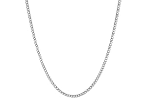 HZMAN Cuban Chain for Men Stainless Steel Men's Silver Chain Diamond Cut Hip Hop Link Chains Necklace 16-30 Inch