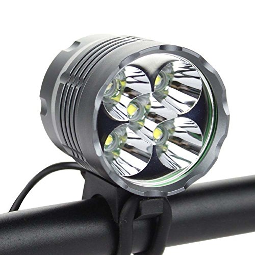 5*CREE XM-L T6 6000 Lumen LED aufladbare Fahrradlicht mit 6400mAh Batterie Frontlichter Kopfleuchte Doppelzweck Kopflichter Fahrradlampe vorne wasserdicht Kopflampe