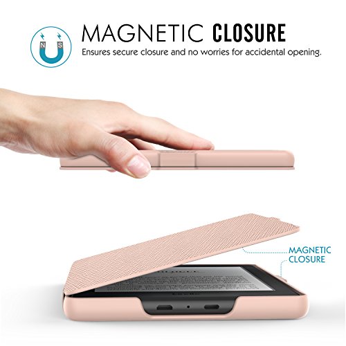 MoKo Hülle für Kindle 8 Generation – Die dünnste und leichteste Schutzhülle Smart Cover mit Auto Sleep / Wake für der Neue Amazon Kindle (8. Generation – 2016 Modell) 6 Zoll eReader, Rose Gold - 6