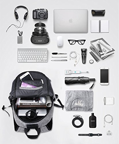 WAWJ Anti-Diebstahl Laptop Rucksack mit USB Computer Rucksacke Schulrucksack f  r Herren Damen Kinder  Grau 