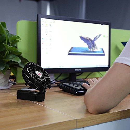USB Ventilator Mini Handventilator ,Pomisty Leise Mini Fan Lüfter Elektrischer Faltbar Kompatibel mit Laptop, Multi Port Steckdose für Haus, Büro, Reise, Picknick, Kampieren, Innen und Außenbereich – Schwarz - 7