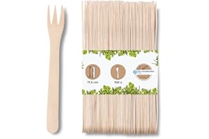 GREENBOX XL Pommesgabeln Holz Pommes Besteck Bio-Gabel kompostierbar naturI Holz-Gabeln Pommes Currywurst 17,5cm