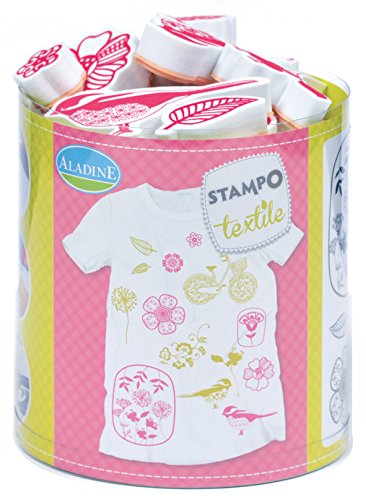 Textil Stempelset Flower mit 14 Stempeln und Stempelkissen