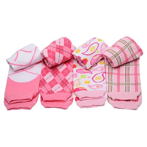juDanzy Girls Preppy 4 pack of baby leg warmers, plaid argyle, ballet, paisley