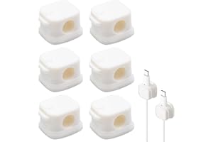 GZQINGYONG 6 PCS Clip de Cable Ajustable Organizador Cables Escritorio con Adhesivo Autoadhesivo,Organizador Magnético de Escritorio para Cables de Carga,HDMI,Cable de Audio,Escritorio,Mesitas de Noche-Blanco