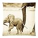 Vintage Safari Baby Animals Elephant African Wildlife Throw Pillow Case Cushion Covers Square 18x18 Inch