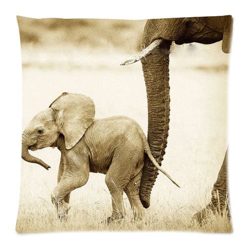 Vintage Safari Baby Animals Elephant African Wildlife Throw Pillow Case Cushion Covers Square 18x18 Inch