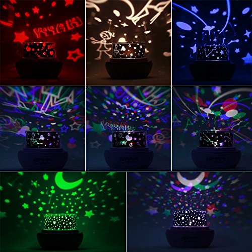 SlowTon Sternenhimmel Projektor, Rosebud Blume Knospen 360 Grad drehbar Star Projektor Rose Nachtlicht Romantische Nacht Lampe Projektion 4 LED Wulst für Haus, Schlafzimmer, Kinder Zimmer, Hochzeit, Geburtstag, Parteien, Rosa - 2