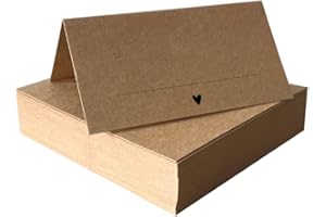 ‎PUK KRÄMMER GMBH Tischkarten Kraftpapier braun mit Herz | 25, 50, 100 Stück | selbst beschriften | Namensschilder, Platzkarten | für Hochzeit, Geburtstag uvm (25)