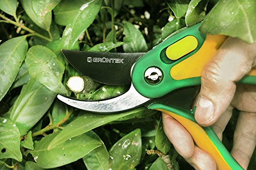 GRÜNTEK Gartenschere FLAMINGO, TEFLON beschichtet, Pflanzenschere mit variablen Öffnungsweite und kraftsparenden Anti-Rutsch Griffen, Baumschere Bypass - 7