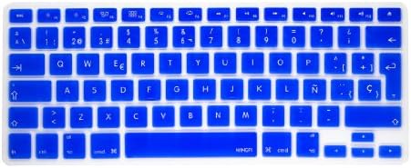 MiNGFi Spanish Silicone Keyboard Cover for MacBook Pro/Air (2008-2015) Model A1278 A1286 A1369 A1398 A1425 A1466 A1502 EU/ISO Keyboard layout - Blue