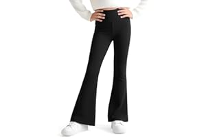 JinBei Leggings Bambina Comodi Termico Flared Legging Svasati Bambini Elasticizzati Pantaloni a Zampa Vita Alta Bootcut Abbigliamento Ragazza per Danza Sportivi Casual, 6-13 Anni