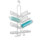 mDesign Hand Held Hose Bathroom Shower Caddy for Shampoo, Conditioner, Soap - Silver