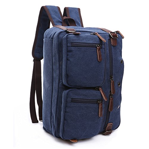 BAOSHA HB-22 Vintage Leinwand Herren Aktenkoffer Rucks  cke Arbeitstasche Umh  ngetasche Laptoptasche bis zu 14 Zoll  Blau 