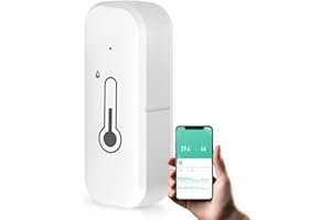 UOWW WiFi Humidity Temperature Monitor, WiFi Thermometer Outdoor Hygrometer Sensor for Remote Monitor and Notification Alert, High Precision Indoor Thermometer with Tuya App for Baby, Pet, Garden, Office