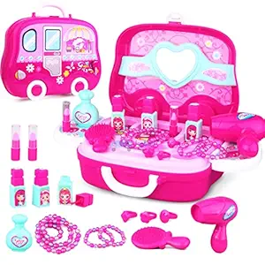 FunBlast Pretend Play Cosmetic and Makeup Toy for Girls Kids, Beauty Salon Toys for Kids - (Pack of 19 Pc; Multicolor)