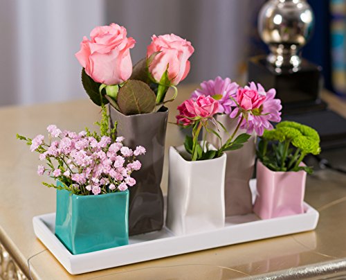 Keramikvasenset Blumenvase Keramikvasen bunt Vase Blumen Pflanzen Keramik Set Deko Dekoration 1 Set - 5