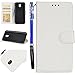 Produktbild EUWLY Leder Schutzhülle für [Samsung Galaxy J3 2017 J330], Premium Handyhülle PU Lederhülle Leder Flip Case Schutz Handyhülle für Samsung Galaxy J3 2017 J330, Samsung Galaxy J3 2017 J330 [Lanyard/Strap] Vintage Männer Brieftasche Case Hülle Weiche Silikon Handy Tasche Schutz Etui Schale Flip Klapphülle Bookstyle Wallet Hülle Tasche Handytasche Handy Schutzhülle Magnetverschluß Bumper Kartenfächer für Samsung Galaxy J3 2017 J330 + Stylus Stift-Weiß