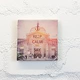 Hamburg auf Holz - KEEP CALM and SAY MOIN *Fischauktion* - 10x10 cm - Holzbild, Wandbild, Landhausstil, Shabby Chic, Vintage, Bilder, Motive, Hamburg, Geschenkidee, Souvenir, Deko