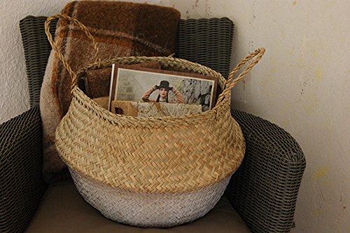 Seegras-Korb Flecht-Korb Einkaufs-Korb Einkaufs-Tasche Aufbewahrung ‚New Design‘, Farbe:weiß - 4