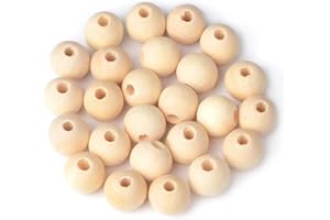 EVYIENEN 80 Stück x 20mm Natur Holzkugeln mit Loch，Groß Holzkugeln mit loch 5mm zum Basteln Auffädeln Armbänder Halsketten DIY Handwerk