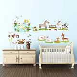 Decowall DW-1403 Feld mit Tieren Wandsticker Wandaufkleber Wandtattoo Kinderzimmer - 5