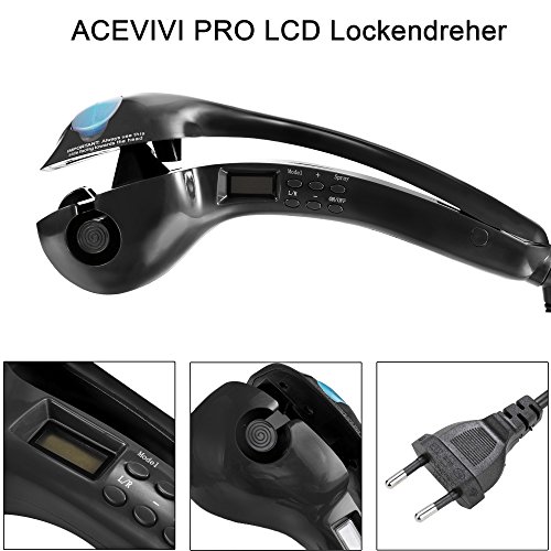 ACEVIVI Dampf Anion Lockenstab Curler Lockendreher mit EU Stecker LCD Schwarz,pro-C - 6