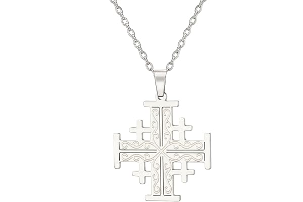 EUEAVAN Jerusalem Crusaders korshalsband korsåkare riddare templar kors hänge medaljong skiva grekiska religiösa smycken bön uttalande dop gåva kvinnor män