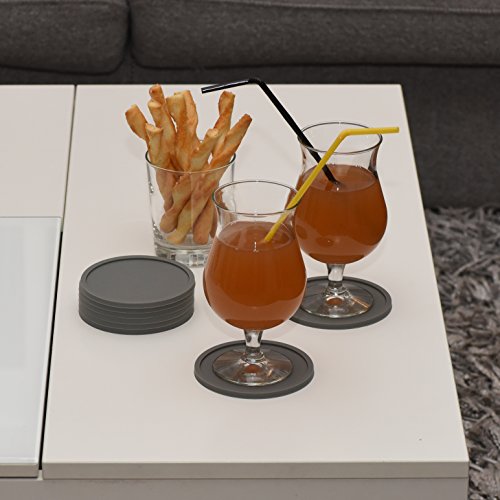 Coastee Silikon-Untersetzer – 8 Stück, grau, Glasuntersetzer-Set für Bar, Wohnzimmer, Küche - 6