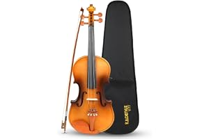 Kadence V77 Vivaldi Violin with Flamed Back | 4/4 Full Size with Spruce Wood Top, Maple Wood Body & Brazilwood Bow | Includes Lightweight Hard Case, Bow, Rosin & Learning Course | Antique Light Brown
