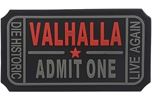 KONGZEE Valhalla - Toppa in PVC con scritta "Admit One Die Historic Live Again", con scritta in lingua inglese "Morale, stile motociclistico", per cappotti, zaini, cappotti, colore: nero