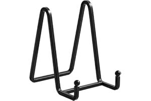 DIDUDIDU Soporte Platos Mesa Caballete Expositor - 4 Piezas Soportes para Platos Decorativos - Soporte de Placa para Exhibicion - Caballetes de Hierro Negro Para Marcos de Fotos | Libros | Arte - 4,5 Pulgadas