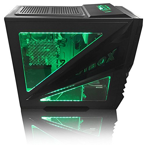 VIBOX Centre 4W Gaming PC – 4,0GHz AMD FX Quad-Core Prozessor, GTX 1050 GPU, Super, Multimedia, Desktop Gamer Computer mit Spielgutschein, Windows 10, Grün Innenbeleuchtung, lebenslange Garantie* (3,8GHz (4,0GHz Turbo) Superschneller AMD FX 4300 Quad-Core Prozessor CPU, Nvidia GeForce GTX 1050 2GB Grafikkarte GPU, 8GB DDR3 1600MHz RAM, 1TB (1000GB) SATA III HDD 7200rpm Festplatte, Raijintek Aidos Air CPU Kühler, 400W 85+ Netzteil, Vibox Predator grünes Gaming Gehäuse, AM3+ Mainboard) - 6