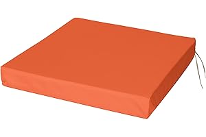 SOFTILLO Waterproof Chair Cushion With Ties Seat Pads Cushion Pad Indoors Outdoors Water Resistant Material Kitchen Dining Living Room Patio Garden Office Coffee Shop Foam Orange 40x40x4cm