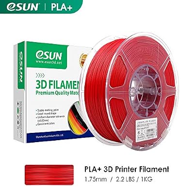 eSUN Filament PLA+ 1.75mm, Imprimante 3D Filament PLA Plus, Précision Dimensionnelle +/- 0.03mm, 2.2 LBS (1KG) Bobine Pour Imprimante 3D, Rouge Profond