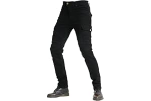 KaloKLU Jean de Moto pour Homme fabriqué avec du Tissu Kevlar, Pantalon de Protection de Moto en Denim Respirant, doublé, renforcé, Amovible, rembourré blindé