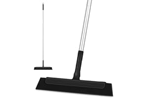 ‎REECOO Duschabzieher Schwarz,Abzieher Dusche Boden,Segmentiertes Design,Maximale Länge: 135 cm,Leicht und Wendig Eva-Wasserabzieher zur Reinigung von Wasser, Tierhaaren, Seifenwasser, Badezimmerböden