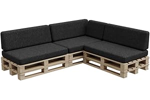 Gutekissen, cuscini in pallet, cuscini in pallet, cuscini da giardino, sovrapposizioni in pallet, divano, cuscini, imbottiture Indoor Outdoor PFBG (3X Set (120x80 + 120x35), Grafite)