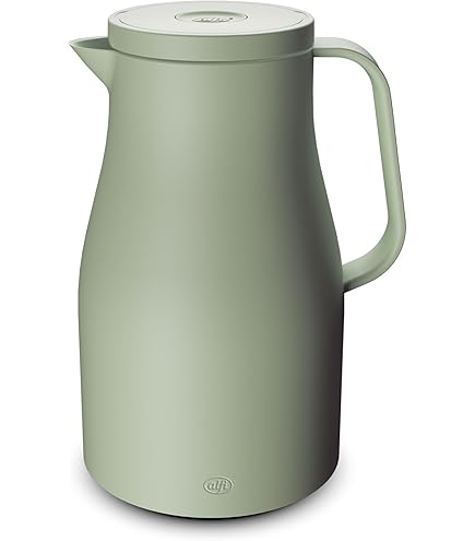 alfi ECO 1,0 l, donkergrijs, thermoskan met hygiënisch inzetstuk van gehard glas, draaisluiting met comfortabele drukknop, uitgieten met één hand, ideaal als koffiepot, theepot, BPA-vrij