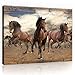 Produktbild DekoShop Leinwandbild Wandbild Kunstdruck Pferde im Galopp auf Holzplanken AMDPP10083O1 O1 (100cm. x 75cm.) Canvas Wandbilder XXL Überraschungsaufkleber Gratis!