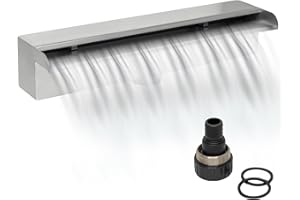 Woodside Stainless Steel Waterfall Fountain, Pond/Pool Rectangular Cascade Water Feature, 45cm