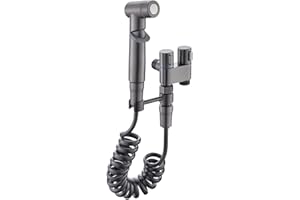 BEAHING Vanne à double commande, kit de robinet de toilette 1 sur 2, robinet portable à laver, soupape à double commande pour la salle de bain bidet (gris)