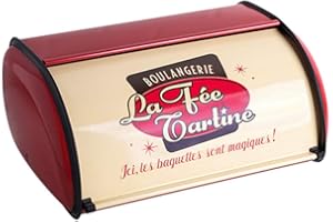 Sziqiqi Contenedor de Pan para Encimera de Almacenamiento de Caja Pan Vintage 33cm con Tapa Enrollable y Ribete Protector para Mantener Bollos Pan Galletas Muffins Horno Bueno Fresco y Sabroso, Rojo