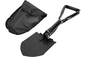 PIQIUQIU Grande pelle pliante multifonction de 47 cm avec sac de rangement, pelle de camping pour pelleteuse/creuser/couper/raboter/scier du bois, pelle pliante