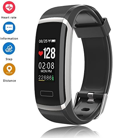RimeU Activity Fitness Tracker Bluetooth Smart Bracelet With 0.96 Inch Colorful Touch Screen IP67 Waterproof Sports Wristband Pedometer Heart Rate Sleep Monitor Alarm for Android iOS Samsung LG Xiaomi Moto iPhone Gift for Women Men Friends Kids Parents