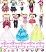 Produktbild Hey ~ Yo Puppenkleidung für Barbie, 11.5 "Puppe Zubehör 33 Pcs-Enthalten 3 Stück Hochzeit Kleid + 10 Set Mode Freizeitkleidung + 10 Kleiderbügel + 10 Paar Schuhe