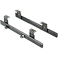 Emuca - Ball Bearing Runners for underdesk keyword Platform/Shelf/Drawer, Height Adjustment Keyboard Holder Runners kit, Steel, Black zinc Plated, 20 ut