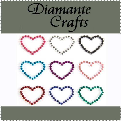 9 Mixed Colour Hearts Diamante Vajazzle Rhinestone Gems - created exclusively for Diamante Crafts